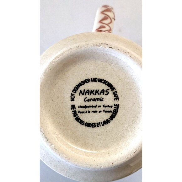 New Nakkas Ceramic Coffee Mug Traditional Handcrafted Floral Hobnails 10 oz - Picture 6 of 6